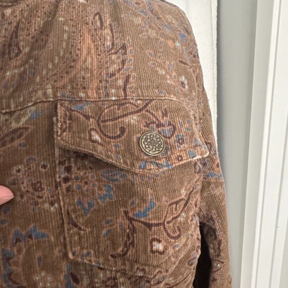 Western Boho Brown Corduroy Jacket Women's XL  Indie Paisley 98% Cotton - Picture 8 of 11